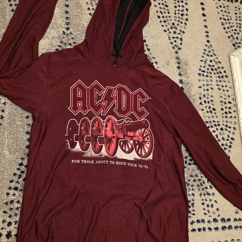 AC/DC Red and Black Pullover Hoodie with Logo